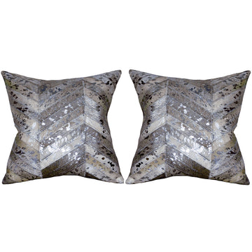 Hilason Cowhide Leather Hair-On Patchwork Cushion Pillow Cover